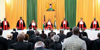 Supreme Court of Kenya judges during the hearing of the presidential election petition.