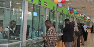 Customers at KCB Bank in Nairobi. 