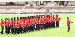 Rehearsals at Kasarani Stadium by the Kenya Defence Forces.