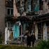 Damaged building in Ukraie.
