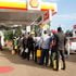 Bodaboda operators line up to buy fuel at a Nyeri petrol station.