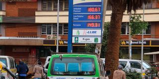 Fuel prices at a petrol station in Nyeri town.