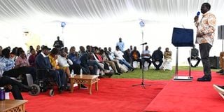 Azimio la Umoja coalition leader Raila Odinga addresses elected leaders under the Azimio coalition.