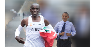 Marathon star Eliud Kipchoge and former US President Barack Obama.