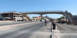 A footbridge on a tarmacked Lodwar-Kakuma road in Turkana County.