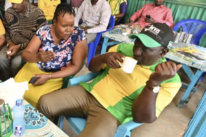 President William Ruto takes breakfast at a kibanda in Mandera Town.