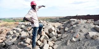 Isaac Waweru at a quarry in Nyacaba area in Juja, Kiambu county.
