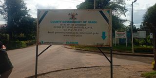 Sign post at Nandi County Government headquarters