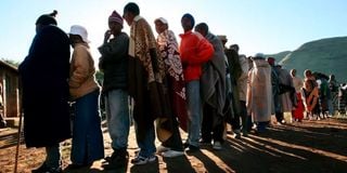 Lesotho citizens queue to vote in a previous national elections. 