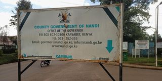 Nandi County government headquarters signpost.