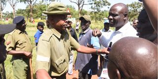 Police officers disperse protesting Mumias workers union members at their offices in Mumias