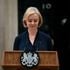  Liz Truss delivers a speech outside of 10 Downing Street announcing her resignation