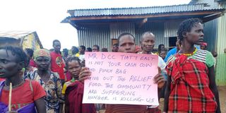 Residents of Tangulbei, Tiaty East protesting against a senior administrator whom they accuse of allegedly selling food aid