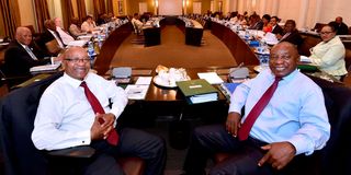 Former South African President Jacob Zuma (left) and President Cyril Ramaphosa 