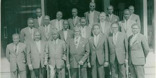 President Jomo Kenyatta with his cabinet on January 22, 1965.