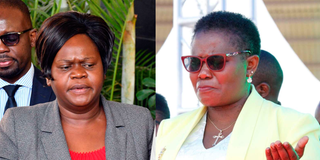 Homa Bay Governor Gladys Wanga (left) and her Meru counterpart Kawira Mwangaza