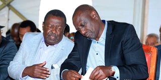 Prime Cabinet Secretary Musalia Mudavadi (left) and President William Ruto