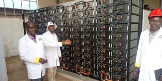 A solar power plant battery at Mbogo Valley Tea factory in Tindiret sub-county in Nandi County