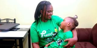 Carol Chege, 40, with her seven-year-old child Precious Blessing who has Cerebral Palsy 