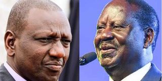 President William Ruto (left) and Azimio leader Raila Odinga. 
