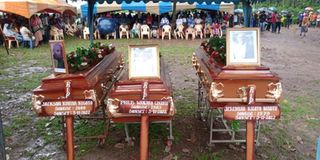 Family members coffins