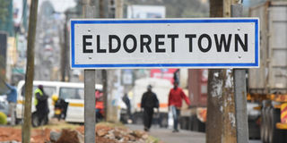 A signpost on the Nakuru-Eldoret-Malaba highway into Eldoret town in Uasin Gishu County on November 17, 2022