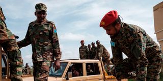 Somali National Army soldiers on patrol