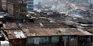 An aerial view of Mathare slum in Nairobi. 