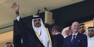 Qatar's Emir Sheikh Tamim bin Hamad al-Thani and Fifa President Gianni Infantino