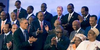 Former US President Barack Obama with former and current African leaders