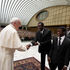Pope Francis greets The Black Blue Brothers.