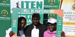 Wisley Rotich, Joy Kamworor and Joyciline Jepkosgei during Iten Marathon launch