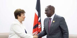 President William Ruto during a meeting with IMF Managing Director Kristalina Georgieva