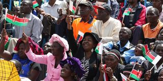 Kenyans during a past Mashujaa Day celebrations at Nyayo National Stadium.