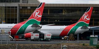 A Kenya Airways plane at the Jomo Kenyatta International Airport