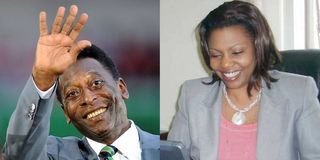 The late legendary Brazilian footballer Pele and news anchor Catherine Kasavuli.
