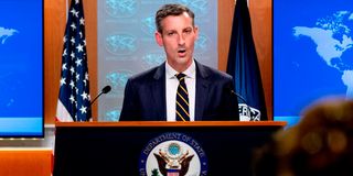 US State Department spokesman Ned Price speaks to journalists in Washington, DC in August 2021. 
