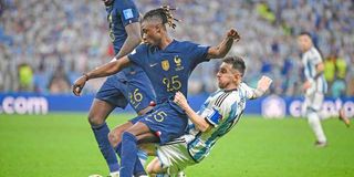 France’s Eduardo Camavinga (25) and Argentina’s Lionel Messi during the 2022 World Cup.