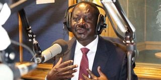 Azimio leader Raila Odinga during a past interview at Nation FM studios. 