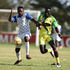 Bidco United midfielder David Gateri (left) vies with Kakamega Homeboyz midfielder Brian Wekesa