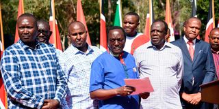 Wiper Party leader Kalonzo Musyoka (centre) with other Azimio leaders