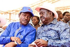 Azimio leader Raila Odinga with Wiper chief Kalonzo Musyoka 