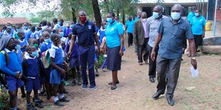 An inspection visit at Gendia Primary School in Rachuonyo North Sub-county in Homa Bay County.