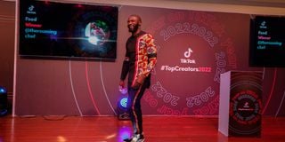 Rugby player Dennis Ombachi when he received his award during the Tiktok Top Creator 2022 Awards 