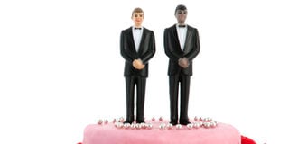 gay grooms on a cake