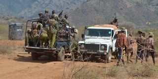 Security personnel on patrol in Turkana, Kenya 