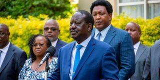 Azimio Senators announce changes in theirlLeadership at a meeting attended by Party leader Raila Odinga.