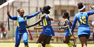 Ghana Revenue Authority players celebrate a goal
