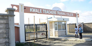 The gate to the entrance of Kwale Teachers Training College in Bang'a,  Kinango Sub County
