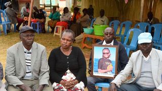 Sharon Jepkosgei's parents Francis Kigen Kutto (left) and his wife Rael Chepkemboi Kutto have appeale for support for Sh5million